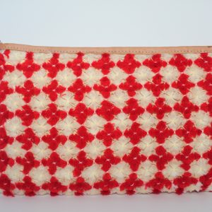 Red PomPom Straw Bag
