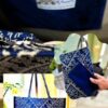 kenza velvet blue travel tote bag