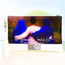 kenza vegan leather white clutch