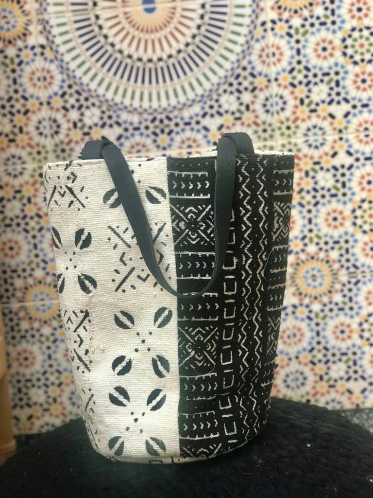 Handcrafted Moroccan Tote Bag With African Fabric