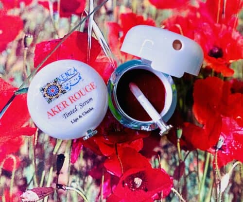 Aker Fassi Lips stain and cheeks serum with prickly pear seed oil saffron rose oil red poppy flower