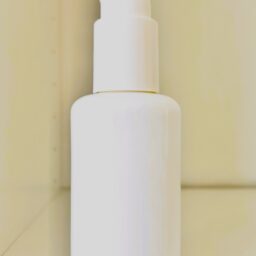 White Glass cosmetic Bottles 3oz with White Pump